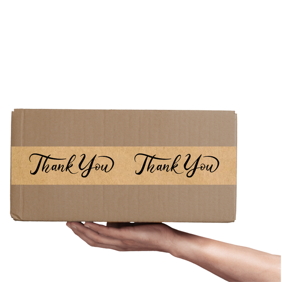 Скотч этикетка крафт "Thank You 03", 50х294 мм (100 шт/рулон) с принтом, самоклеющаяся Viskom | Зображення 3