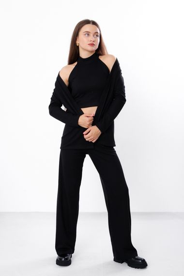 Костюм жіночий 3-ка (топ,кофта,брюки) Носи своє 44/46 Чорний (p-16033-184448)