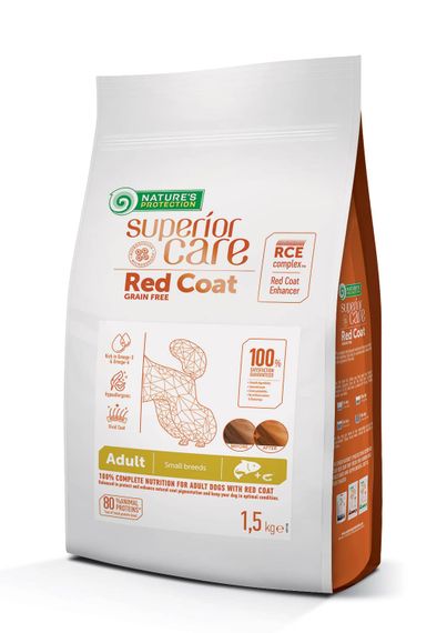 Корм Nature's Protection Superior Care Red Coat Grain Free Adult Small Breeds with Salmon сухий з лососем для собак малих порід з рудим забарвленням шерсті 1.5 кг