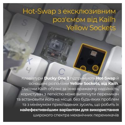 Клавиатура Ducky One 3 Cherry MX Blue RGB UA USB White (DKON2108ST-CUAPXPWWWSC1) | Зображення 6