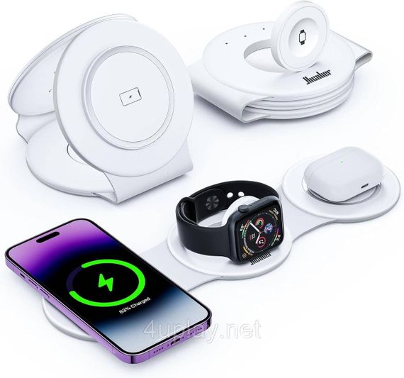 Бездротовий зарядний пристрій 3-в-1 Hicober Wireless Charging Station для смартфонів, навушників і годинників Apple