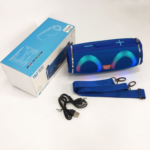 Портативная колонка TG642 с RGB подсветкой и ремешком, аккумуляторная колонка для музыки. Цвет: синий | Зображення 4