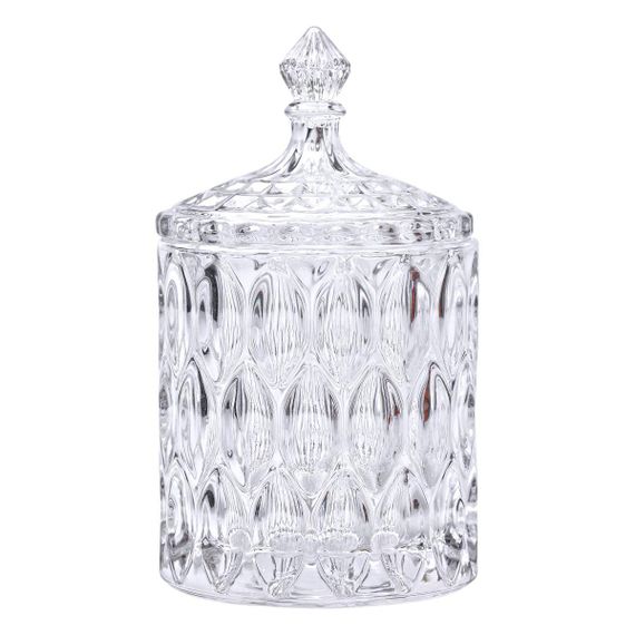 Конфетница с крышкой Ø 7.5 см ваза сахарница круглая стеклянная HP-4-102 | Зображення 1