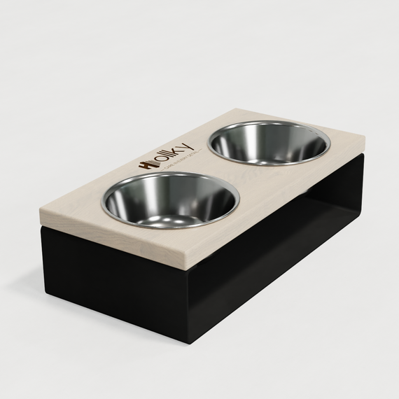 Миски на подставке из цельного металлического листа для собак и котов Hollky SteelWood S (2 × 0,45 л) SWS-36188-BLWH | Зображення 8