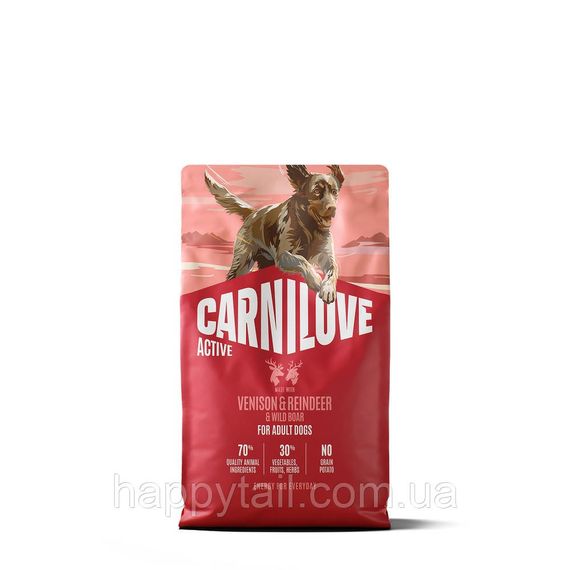 Беззерновий сухий корм Carnilove для дуже активних собак усіх порід оленина та кабан 4 кг (арт. 173686)