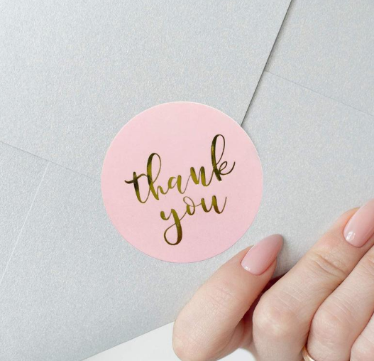 Наліпки,стікери  "Thank you", 25 мм  Колір рожевий | Зображення 4