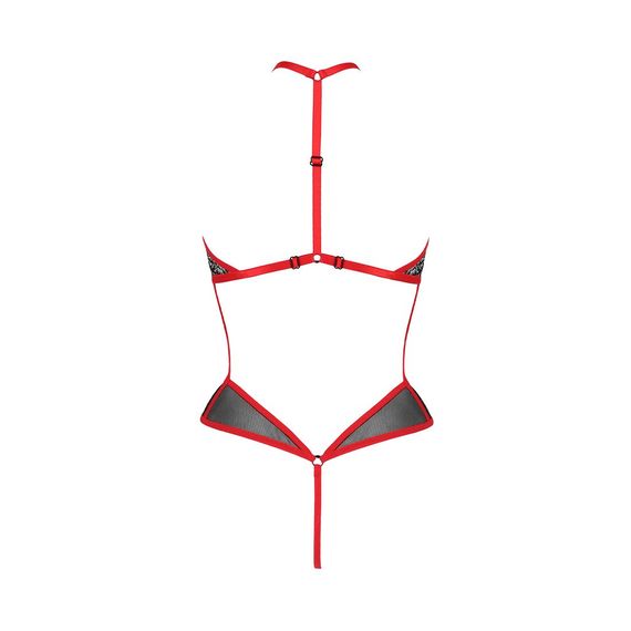 Сетчатое боди с кружевом на груди Passion SATARA BODY XXL/XXXL red | Зображення 3