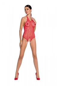 Бодістокінг у велику сітку Passion BS087 red, відкрита спина, халтер, з доступом Sex Aura