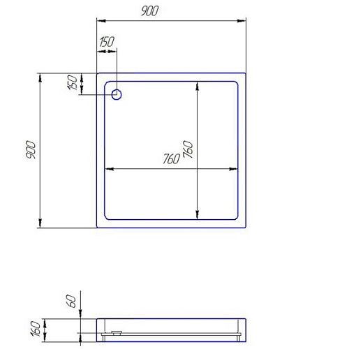 Акриловий душовий піддон SANTERNO 900х900 | Зображення 1