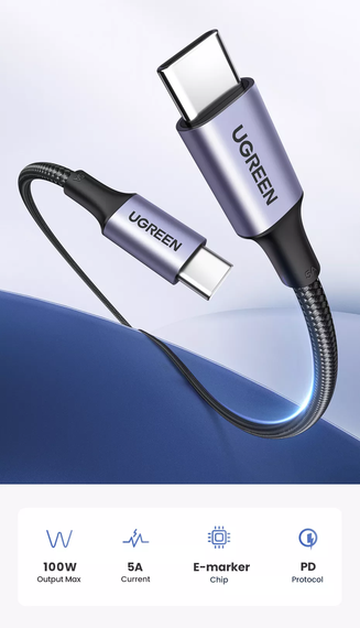 Кабель UGREEN 60W USB Type C To USB C Синій (sv3870) | Зображення 4