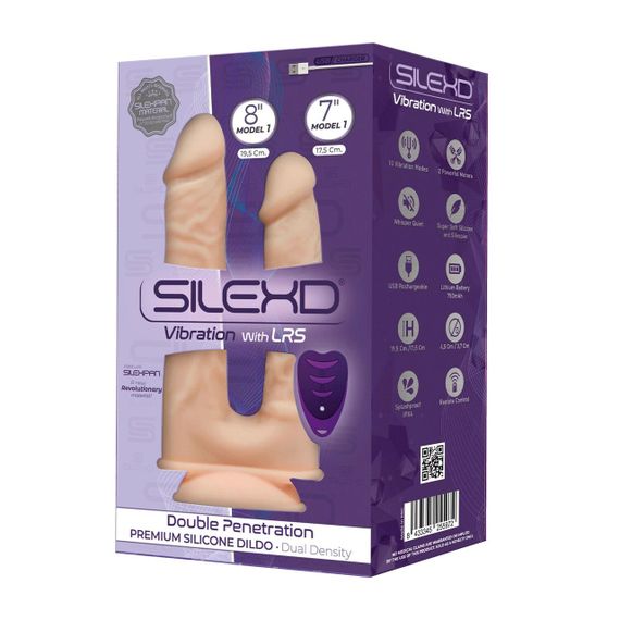Подвійний фалоімітатор з вібрацією SilexD Double Gusto Vibro Flesh (Model 1 size 8" & 7") + LRS, діа | Зображення 3
