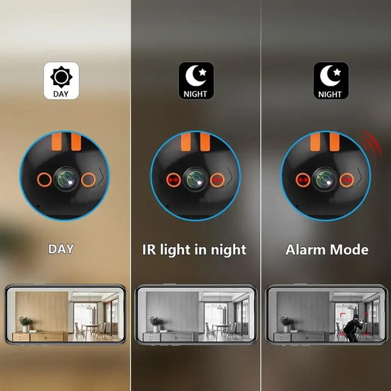 Поворотная беспроводная видеокамера Wi-Fi-видеоня 2K ART 8936 с датчиком движения и поворотом на 355 градусов | Зображення 3