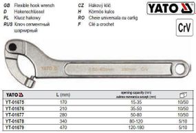 Ключ сегментный шарнирный M=35-50 мм L=210 мм YATO Польща YT-01676