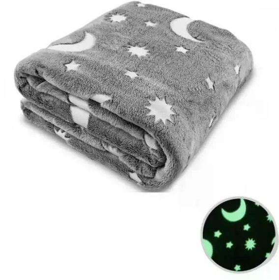 Плед светящийся в темноте Magic Blanket • Мягкое одеяло 100×150 см со светящимся рисунком для детей, подростков и уютного отдыха | Зображення 1