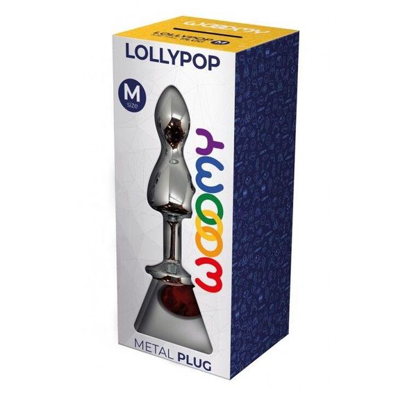 Анальная пробка Wooomy Lollypop Double Ball Metal Plug Red M | Зображення 2