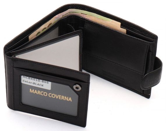 Черное кожаное мужское портмоне с отделением для документов Marco Coverna MCBK010-805 | Зображення 6