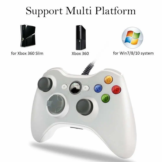 Джойстик дротовий геймпад X360 і ПК Controller Білий/Чорний | Зображення 3
