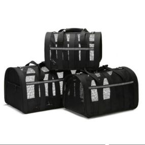 Сумка переноска для животных сетчатая 49×25 x28 L For Friends GREEN paws Черная