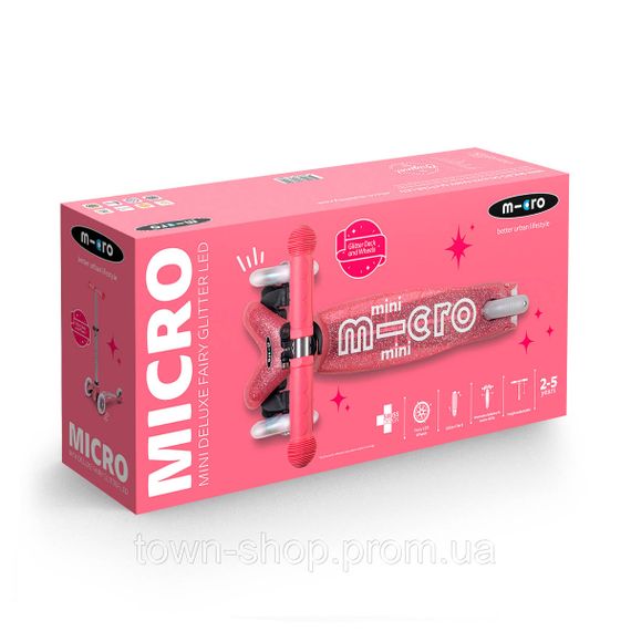 Самокат Micro серии Mini Deluxe Fairy Glitter LED - Розовый | Зображення 2
