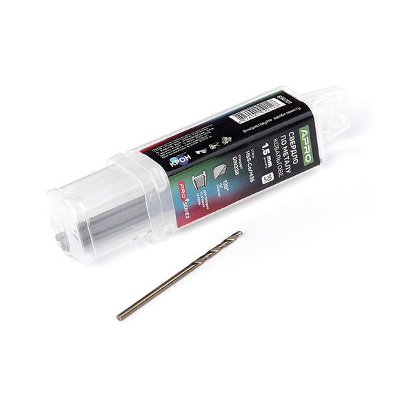 Свердло для металу кобальтове HSS-Co/M35 Ø 1.5 мм (тубус, кратність10 шт.) PRO APRO 8307011