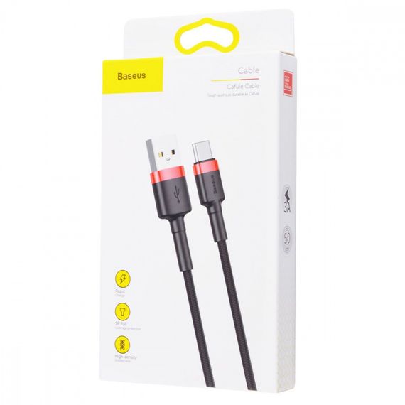 Кабель Baseus Cafule Type-C 3A (0.5m) gray/black | Зображення 1