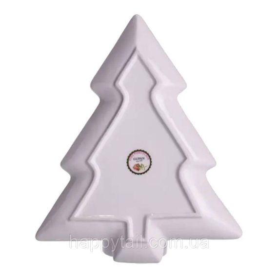 Сервировочное новогоднее блюдо для закусок с фарфора Santa 29×24×2 (см) HP-SDHK-18 | Зображення 3