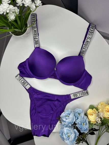 Комплект Victoria's Secret Very Sexy Push-up Bra & Rhinestone Shine Original, комплект зі стразами, Фіолетовий, 85C | Зображення 3