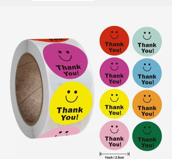 Наклейки ,стикери Smile  Thank You круглой формы