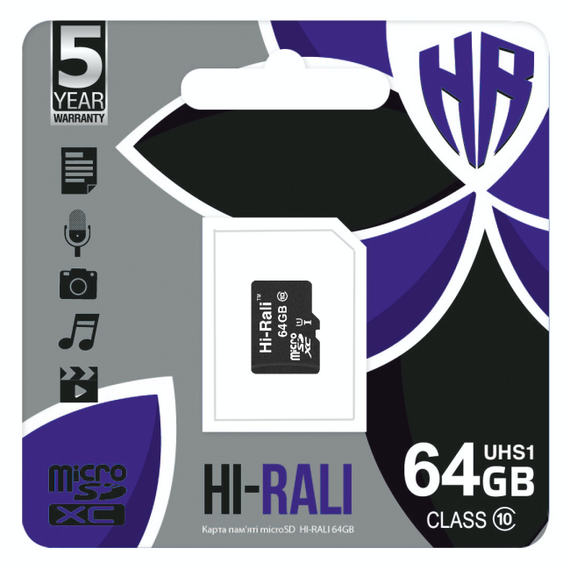 Мапа пам'яті Hi-Rali MicroSDXC 64 gb UHS-1 10 Class