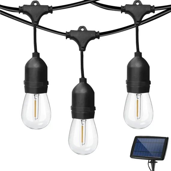 Декоративная гирлянда с солнечной панелью Ретро лампа SFK-13 Водонепроницаемые светодиодные лампы-гирлянда | Зображення 6
