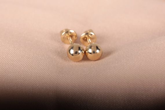 Сережки пуссеты шарики  из желтого золота | Зображення 4