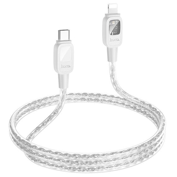 Дата кабель Hoco U124 Stone silicone power-off Type-C to Lightning (1.2m) Gray | Зображення 3