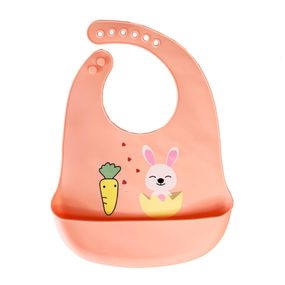 Слюнявчик силиконовый "Зайка" MGZ-0611(Red) с карманом