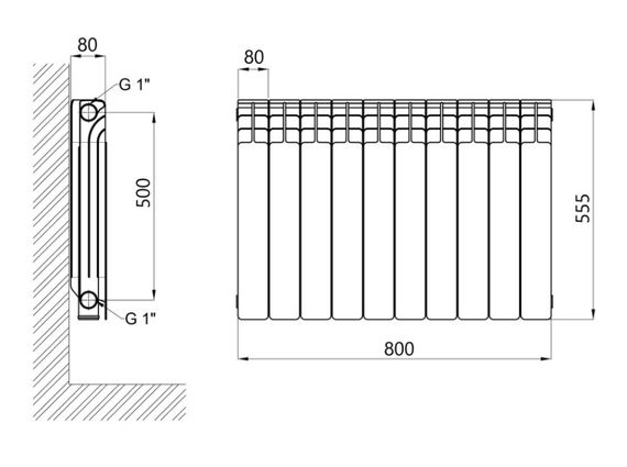 Радіатор біметалічний Thermo Alliance Bi-Ferrum F500800B | Зображення 1
