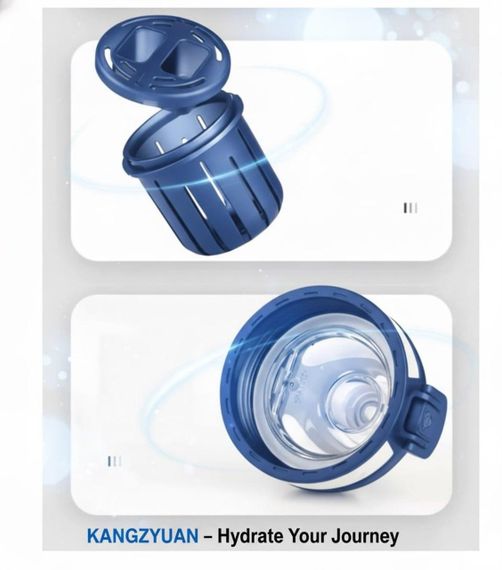 Спортивна пляшка KANGZYUAN 700 мл — Синя Tritan BPA-free, ударостійка еко-пляшка з трубочкою та ремінцем | Зображення 5