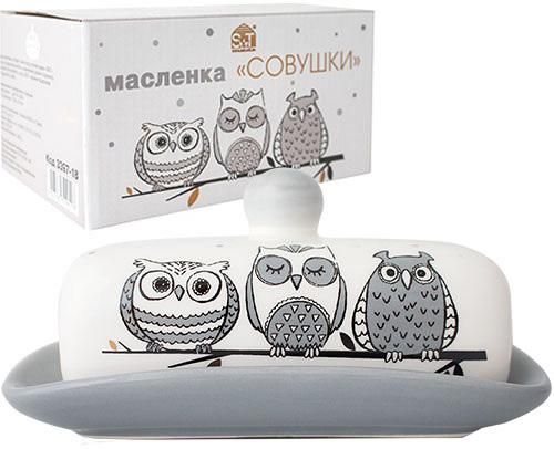 Маслянка керамічна Be Happy "Совушки» 17х13х5.5см | Зображення 1
