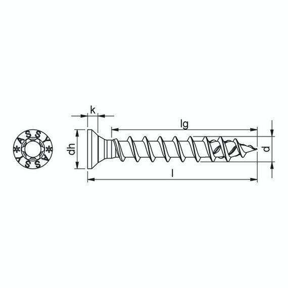 Саморіз з латунним покриттям, повна різьба, мала потайна головка | Зображення 1