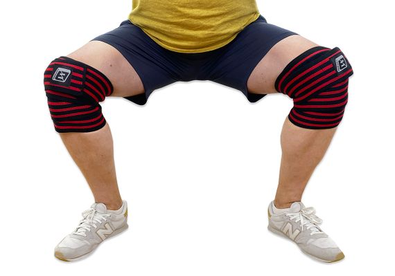 Бинт для присідань EasyFit фіксатор колінного суглоба 200 см 1 шт Чорно-червоний (EF-0065) | Зображення 2