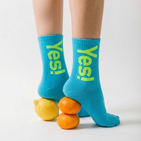 Високі спортивні шкарпетки "Yes!" — Неонові кольори (унісекс) блакитні