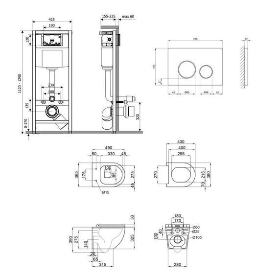 Готове рішення Qtap для ванної кімнати: підвісний унітаз Robin Ultra Quiet 490x365x325 + комплект інсталяції Nest 4 в 1 (кругла | Зображення 1