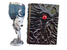 Подарунковий набір Келих 3D Вовк і Блокнот 3D «Книга, що дивиться у відповідь»