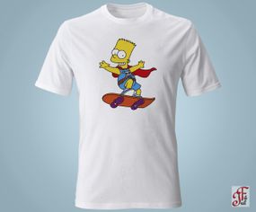 Футболка з принтом SIMPSONS Барт їде на скейті. XL