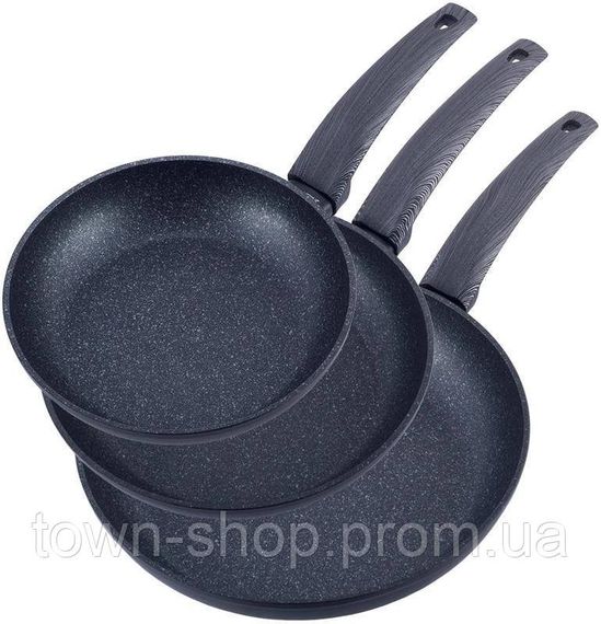 Набор сковород Kamille Gregers Black Ø20см, Ø24см, Ø28см с антипригарным покрытием ILAG KM-4124 | Зображення 1