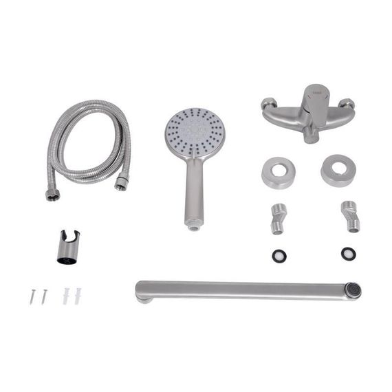 Смеситель для ванны Lidz Vida 005 с поворотным изливом (c душевым гарнитуром) (k35) LDVID005NKS38087 Nickel | Зображення 6