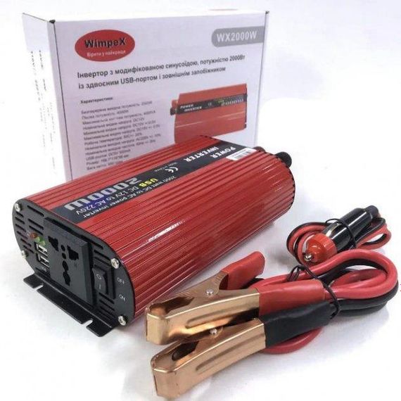 Перетворювач постійного струму Wimpex 2000W інвертор для автомобіля 12В-220В | Зображення 1