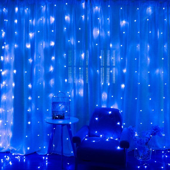 Гірлянда 240LED Водоспад Blue, 8 режимів, 3*2 метр, прозора ізоляція, живлення 220V