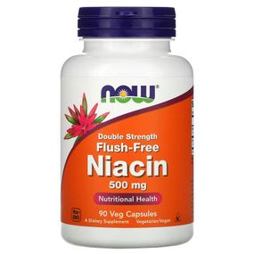 Ніацин NOW Flush-Free Niacin, Double Strength, 500 mg, 90 Veg Capsules