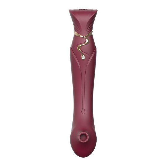 Смартвібратор 3в1 Zalo — Queen Wine Red, пульсівна перлина та вакуум, кристал Swarovski Sex Aura | Зображення 7