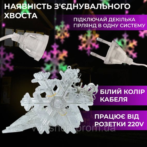 Гирлянда светодиодная штора GarlandoPro снежинка и звезда 12 фигур 3х1 м гирлянда звезда 1733061ML | Зображення 2