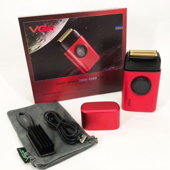 Електробритва VGR V-378 RED шейвер, подвійне лезо, регулювання потужності 7000-9000 RPM. Колір: червоний | Зображення 5